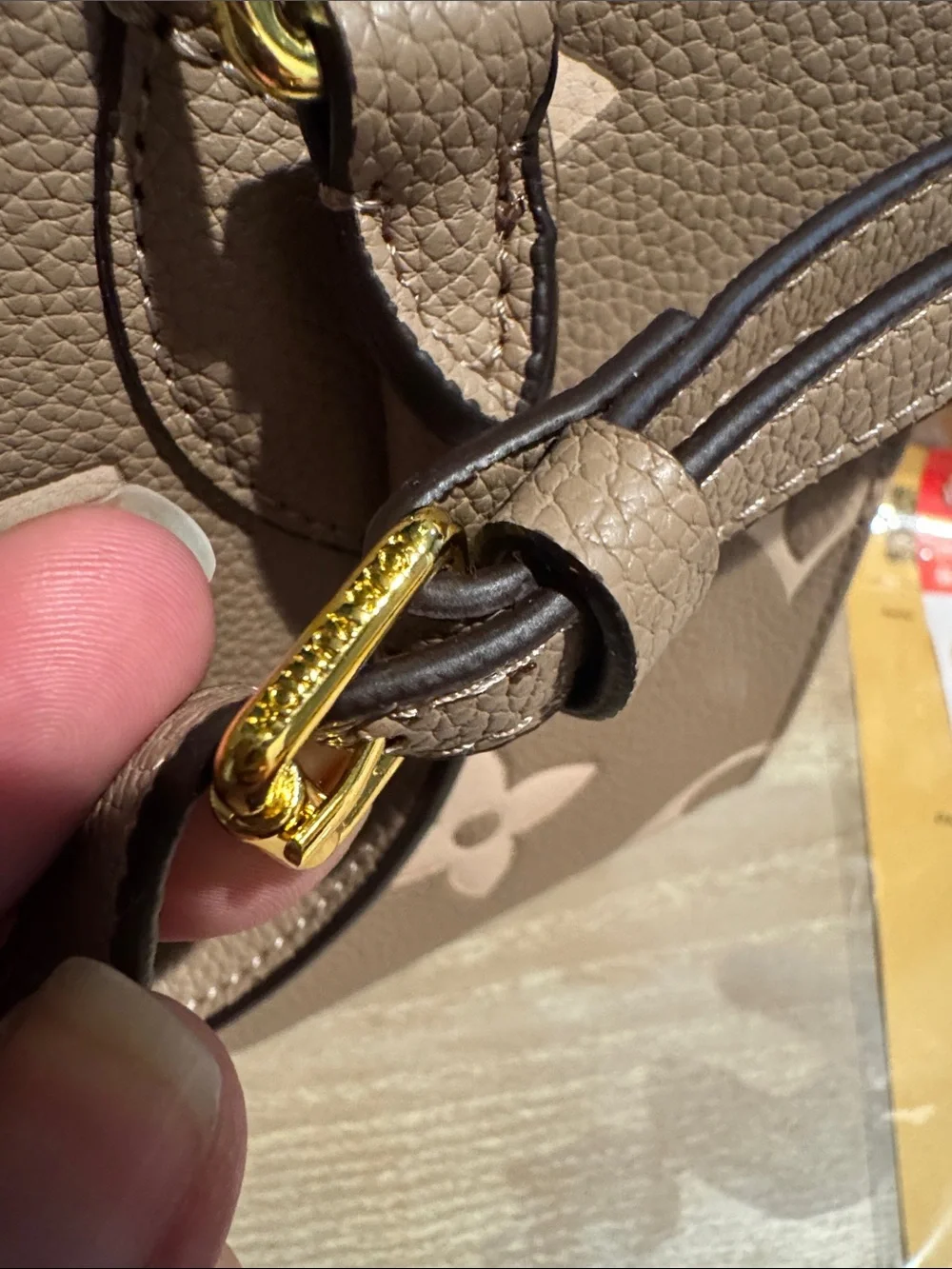 Louis Vuitton Taupe & Cream Monogram OnTheGo Satchel